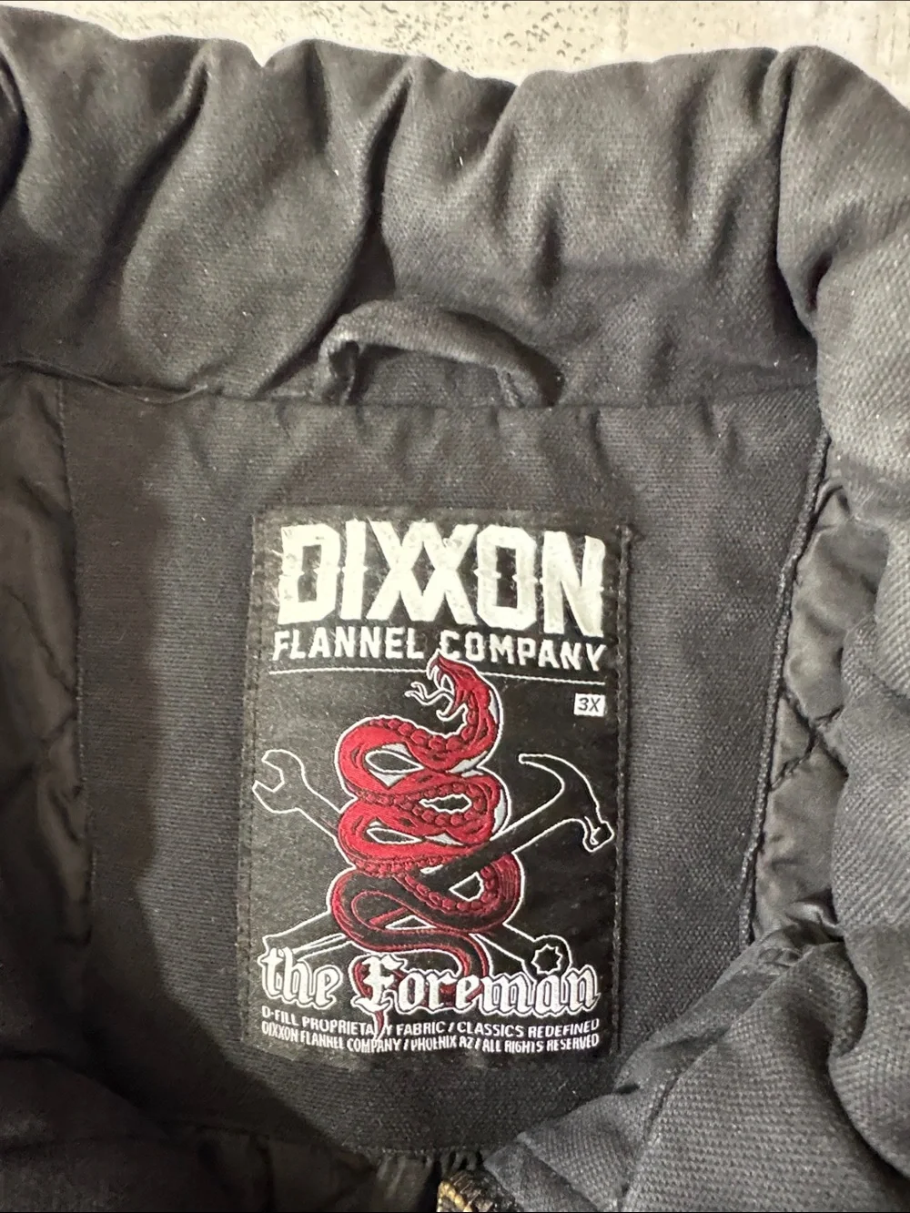 Dixxon flannel company 3XL XXXL black foreman full zip cotton jacket EUC